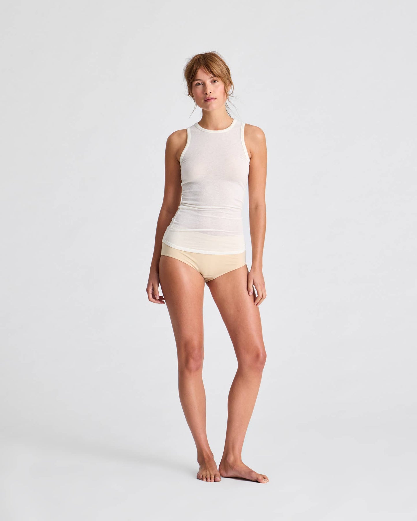 Top smanicato Alberte in lana bianco sporco