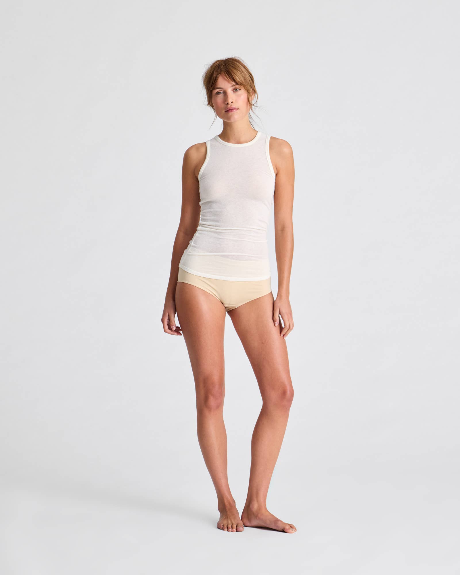 Top smanicato Alberte in lana bianco sporco