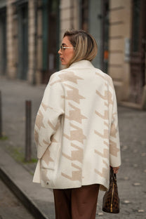 Cappotto poncho jacquard beige