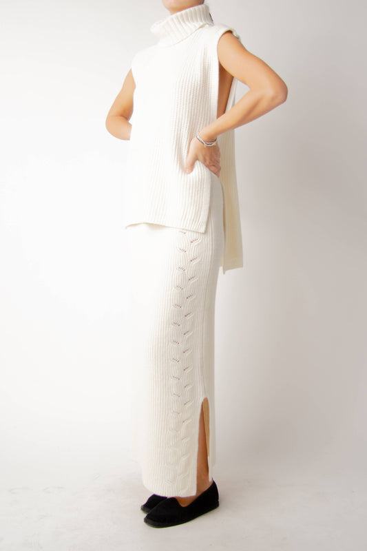 Gonna lunga a trecce in misto cashmere
