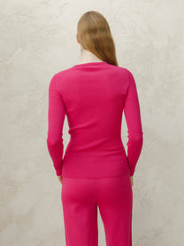 Maglione a costine in lana merino extra fine con bottoni
