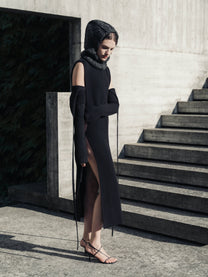 Scaldabraccia in lana merino extra fine con fasce lunghe
