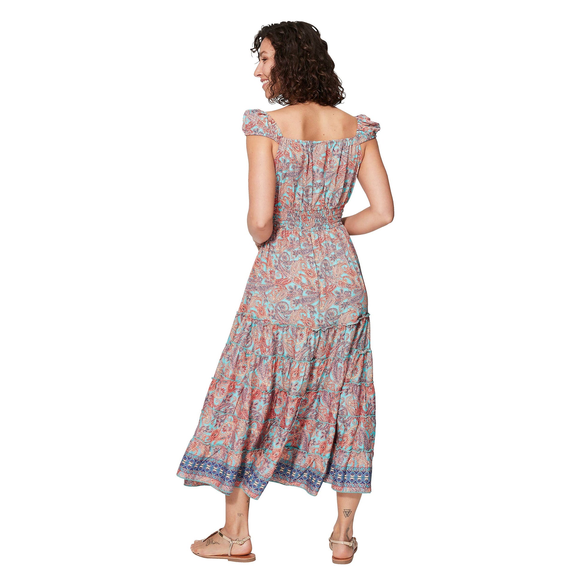Abito lungo estivo boho con fantasia paisley