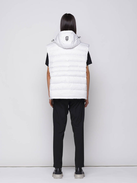 Gilet imbottito con cappuccio e zip