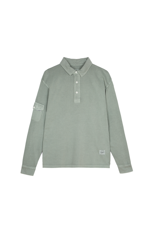 Polo a manica lunga Revival color kaki in cotone biologico