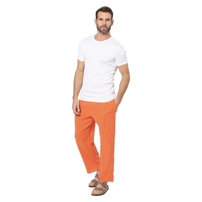 Pantaloni estivi lunghi in cotone arancioni