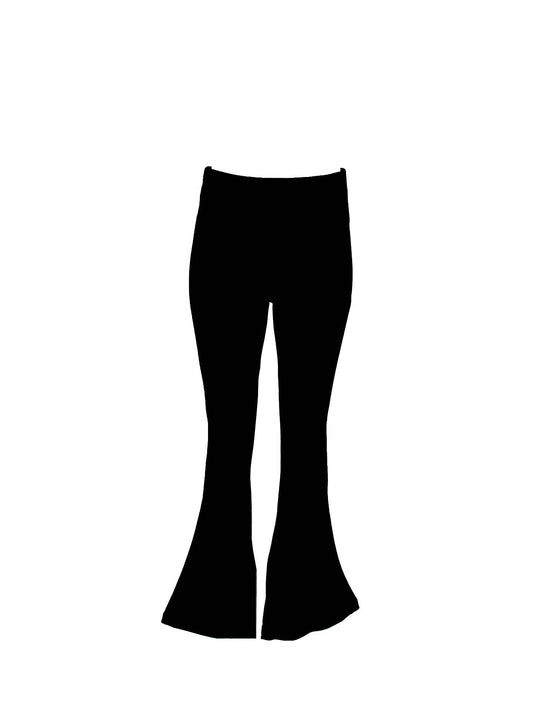 Pantaloni a zampa neri in poliammide elasticizzata