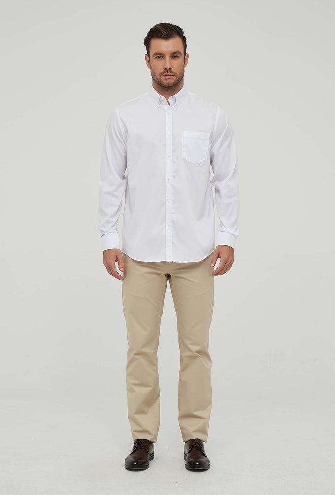 Camicia bianca comfort fit con colletto button-down