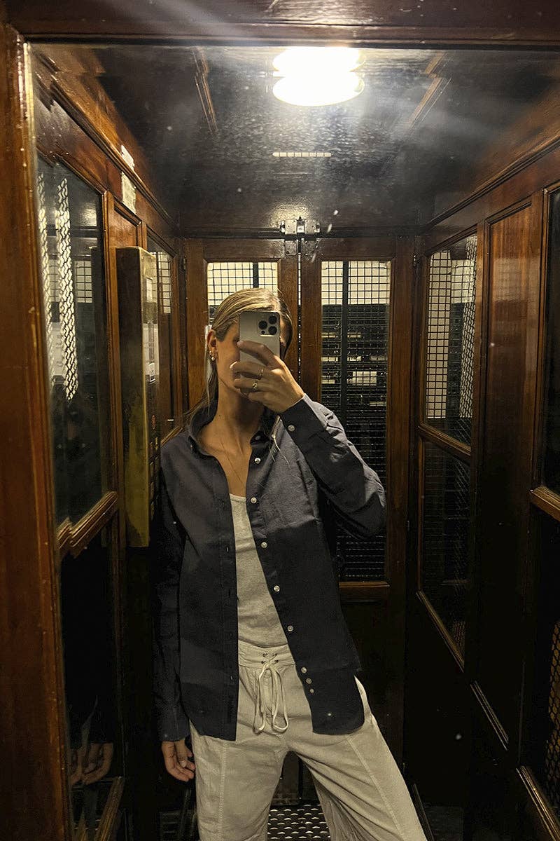 Camicia in lino blu navy