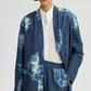 Giacca tie-dye blu stile kimono