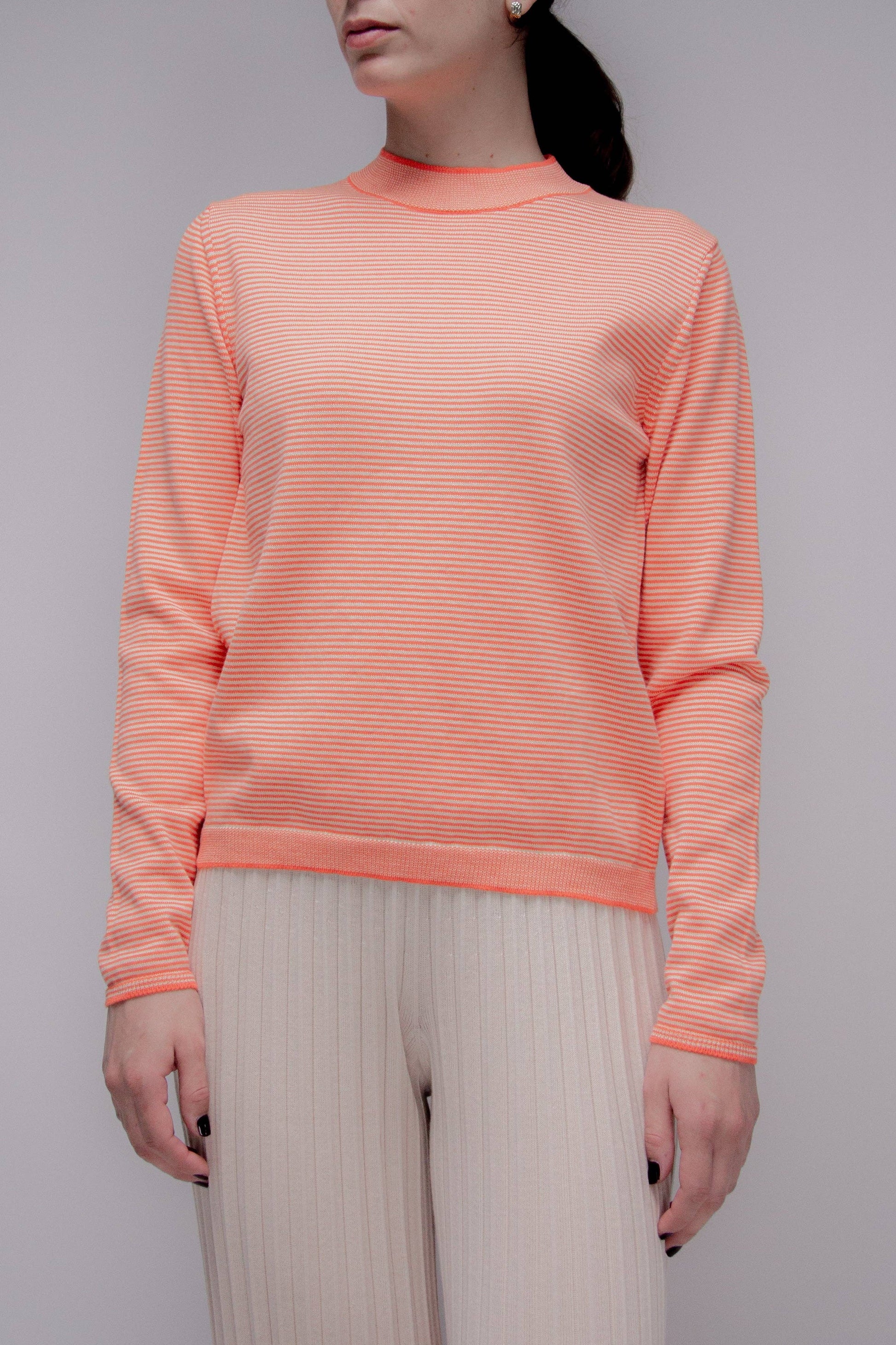 Maglione girocollo a righe in cotone Pima