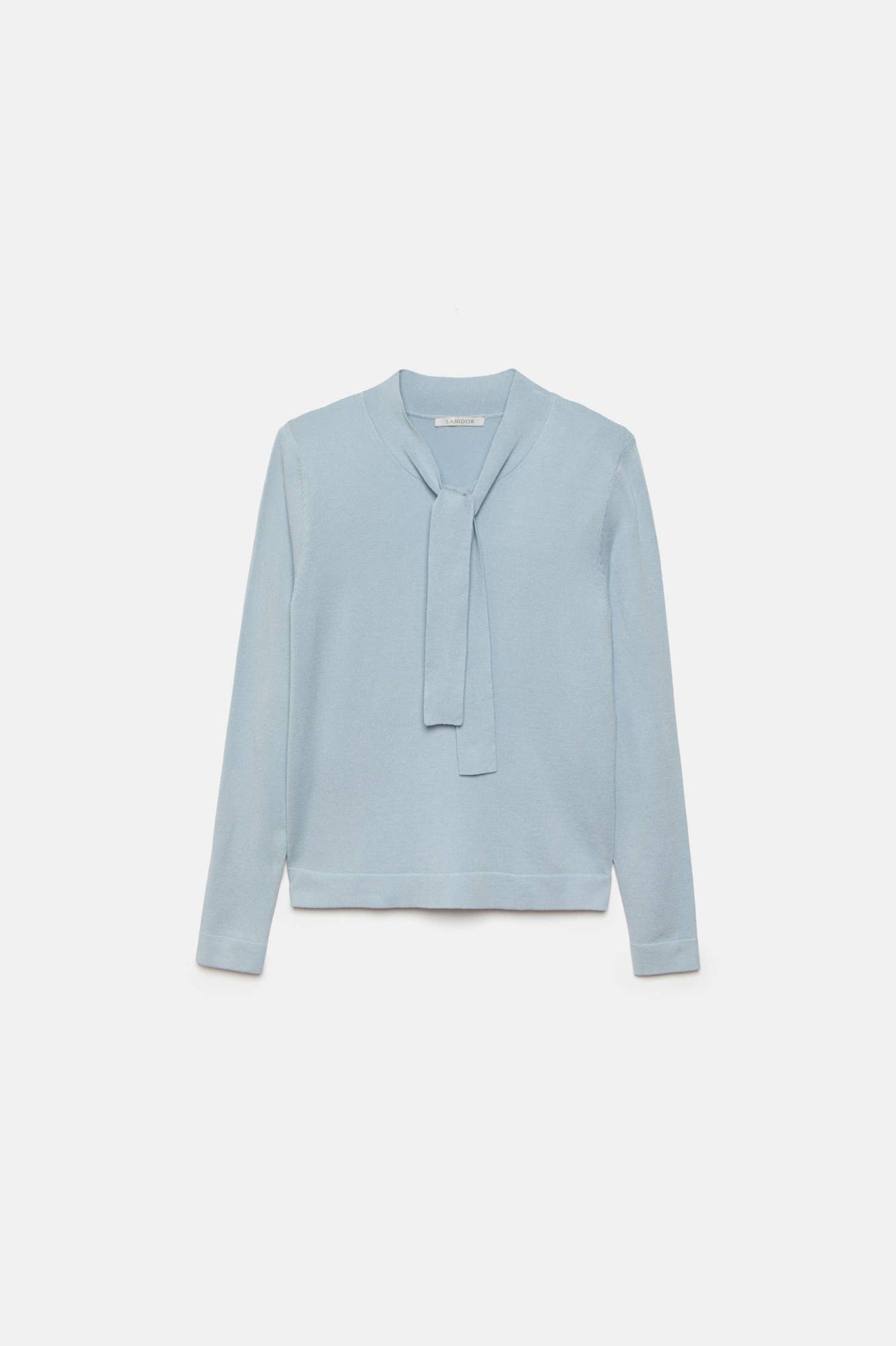 Maglione in maglia rasata con fiocco e scollo a V
