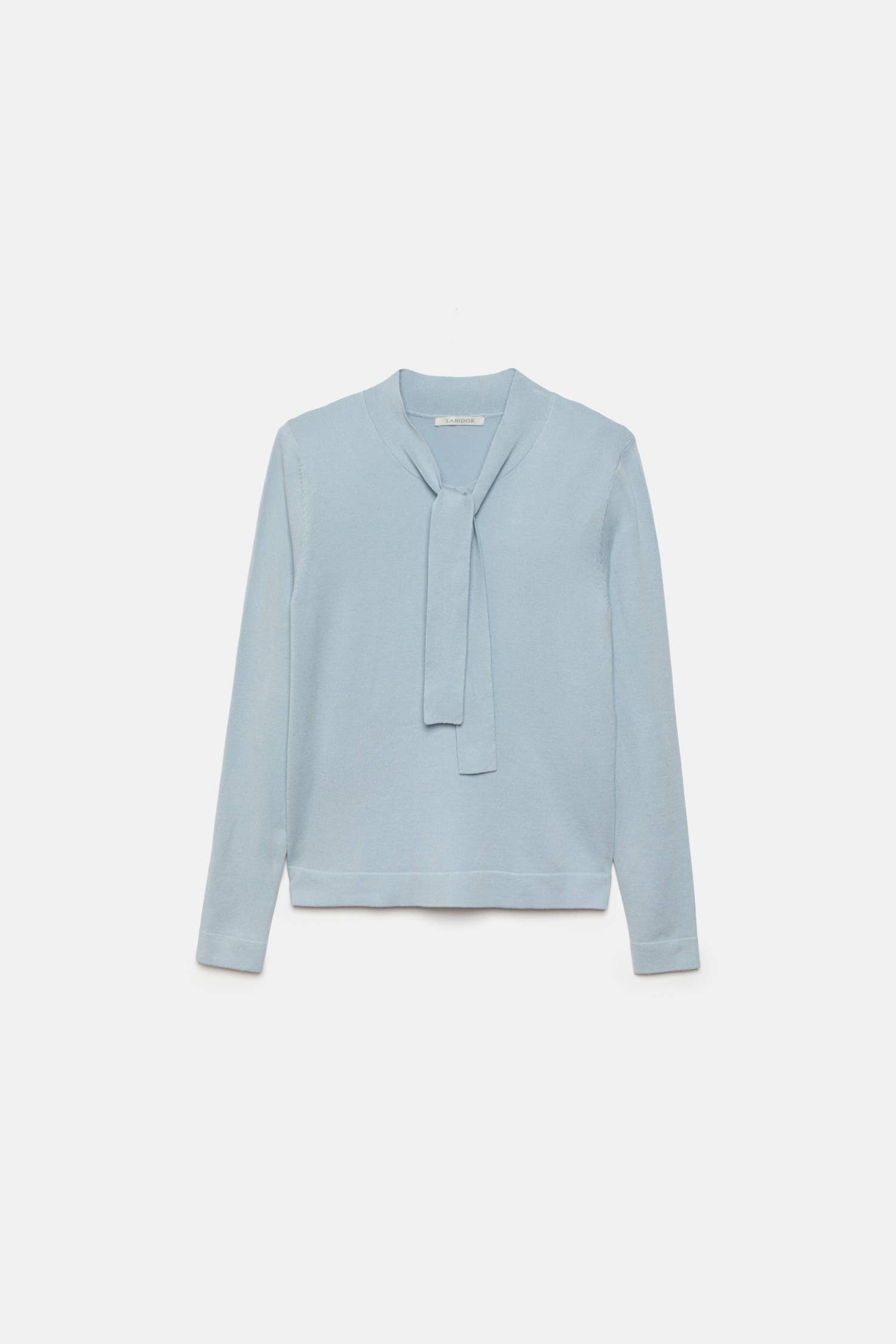 Maglione in maglia rasata con fiocco e scollo a V