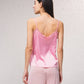 Top in raso con dettagli in pizzo