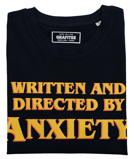 T-shirt nera con stampa tipografica “Anxiety”