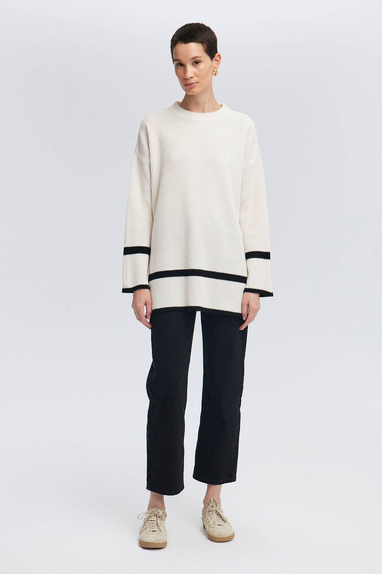 Tunica in maglia a righe bicolor