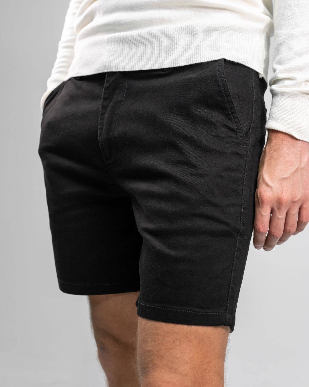 Pantaloncini elasticizzati neri in cotone