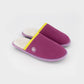 Pantofole in velluto a coste viola con interno in sherpa