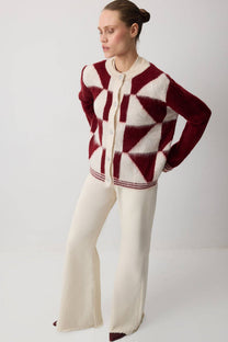 Cardigan in maglia color block
