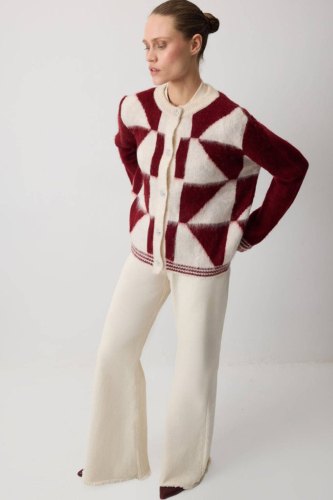 Cardigan in maglia color block