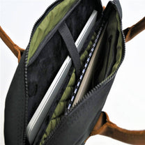 Borsa porta laptop nera in cotone cerato