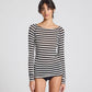 Top in lana a righe Amalie nero e bianco
