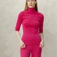 Dolcevita a coste in lana merino extrafine con manica 3/4