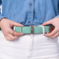 Cintura elastica intrecciata verde acqua con dettagli in pelle