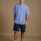 T-shirt oversize pesante in cotone organico blu Mediterraneo