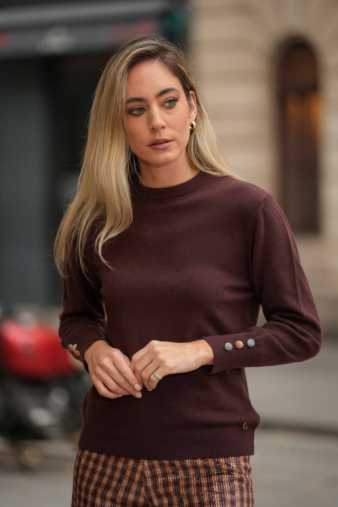 Maglia girocollo con bottoni multicolore