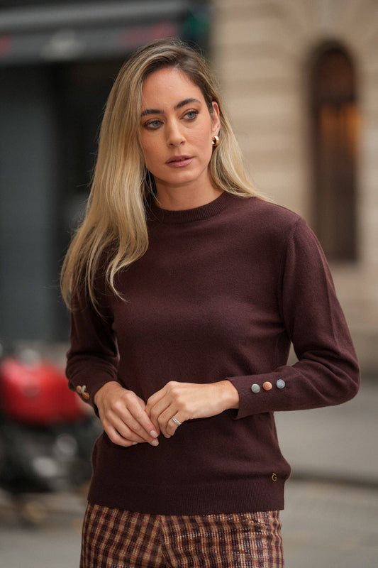 Maglia girocollo con bottoni multicolore