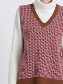 Gilet jacquard in lana con scollo a V