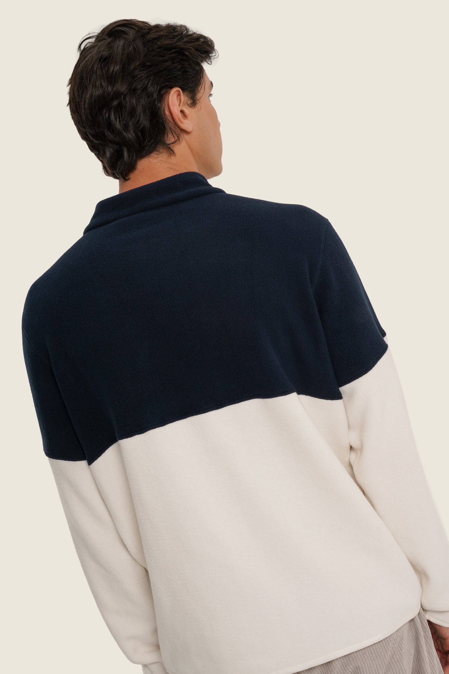 Maglione in pile bicolore unisex Carbon White