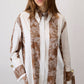 Camicia in viscosa a righe con motivo pizzo e polsini ampi