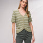 Cardigan a righe in maglia con bottoni dorati