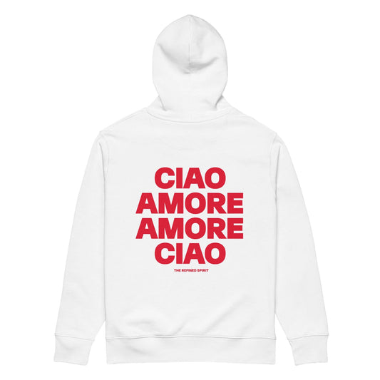 Felpa con cappuccio organica “Ciao Amore”