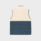 Gilet smanicato sherpa color block avorio e blu navy