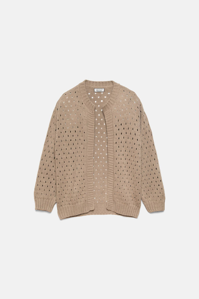 Cardigan in Maglia Strutturata Traforata