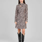 Abito corto Maluka con stampa animalier beige