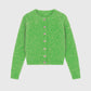 Cardigan corto in maglia verde con bottoni