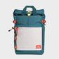 Zaino roll-top in poliestere riciclato verde e avorio