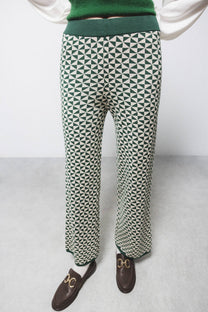 Pantaloni in maglia jacquard con motivo geometrico