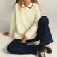 Maglione in maglia con colletto crochet