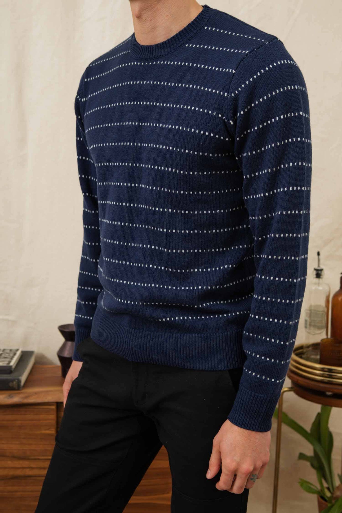 Maglione Orson a righe puntinate blu navy