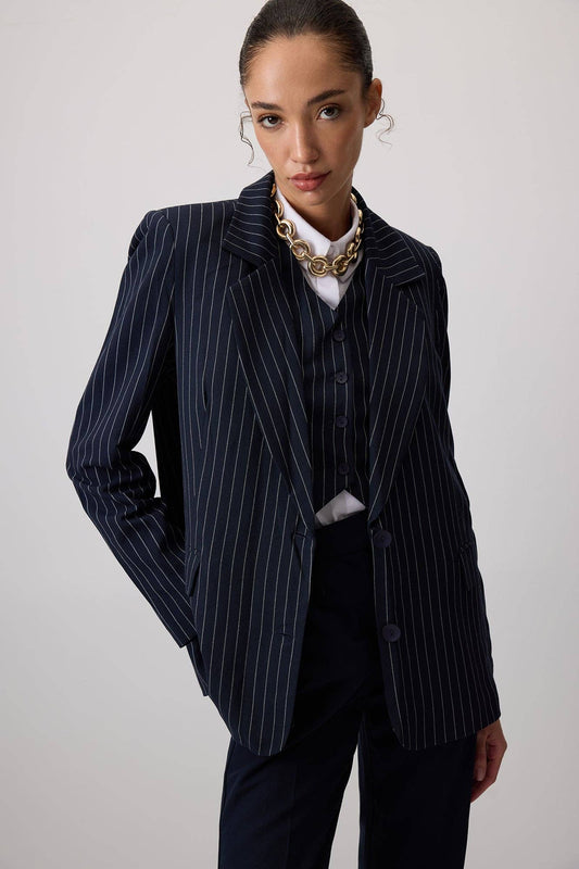 Completo gilet e blazer gessato