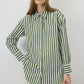 Camicia oversize a righe verdi in viscosa