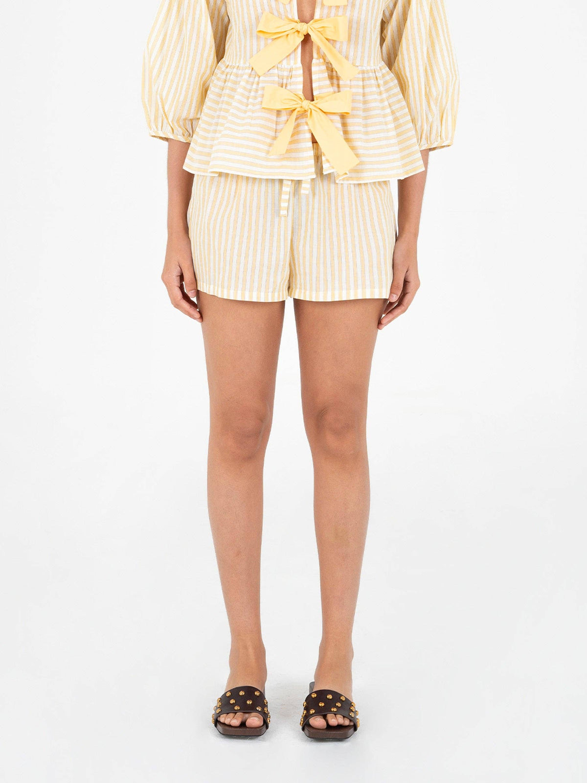 Pantaloncini Spirit a righe gialle in cotone
