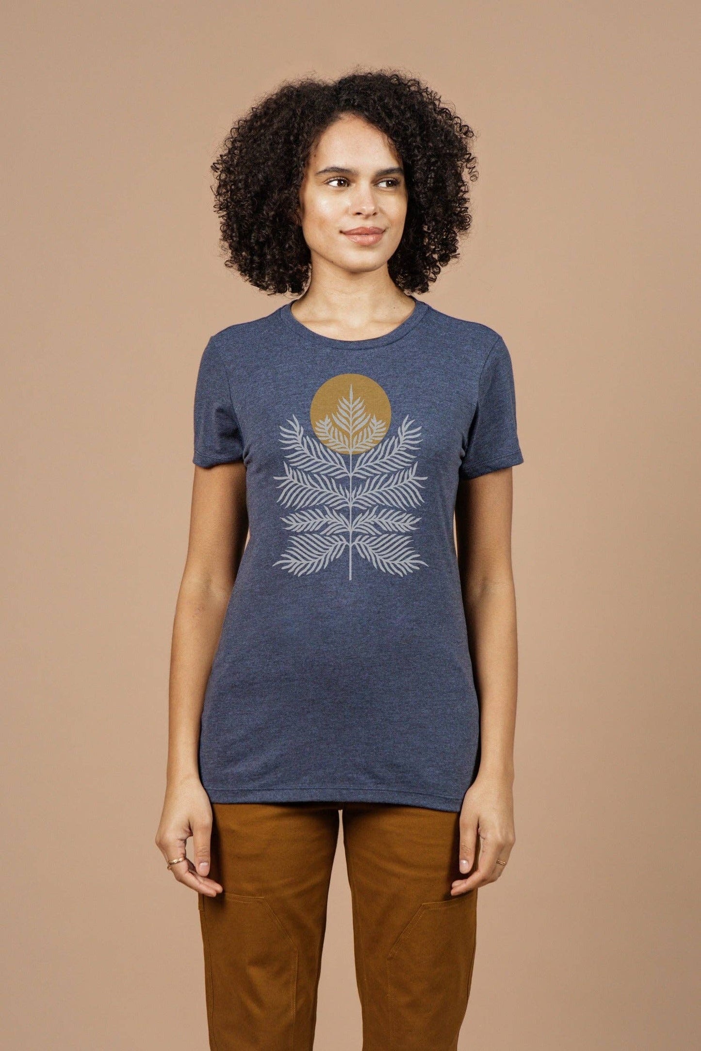 T-shirt Donna Peace in Plants Blu Marino