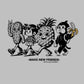 T-shirt unisex Fruits con stampa “Make New Friends” grigio melange