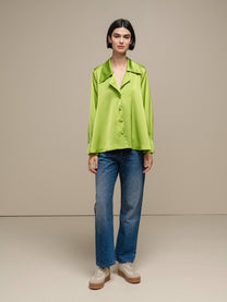 Tunica satinata oversize con bottoni